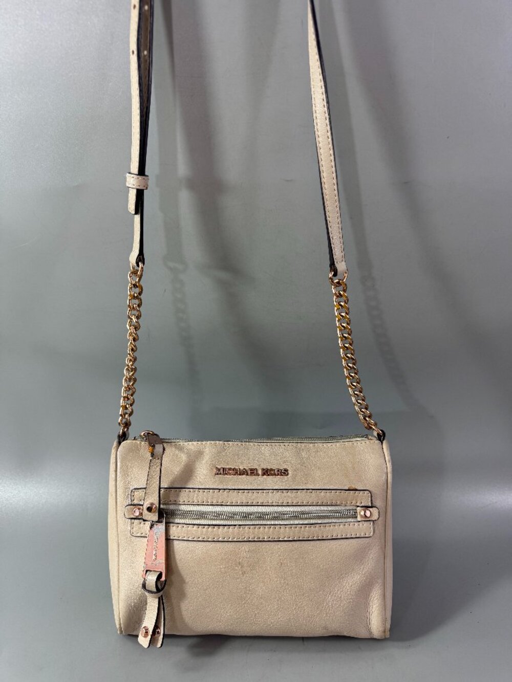 Michael Michael Kors Cream Leather Crossbody Bag